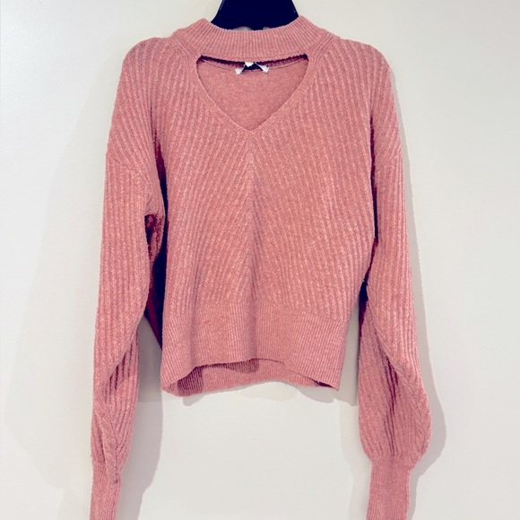 HOOKED UP BY IOT women Juniors' Mossy Choker Sweater rose XS - Picture 13 of 14